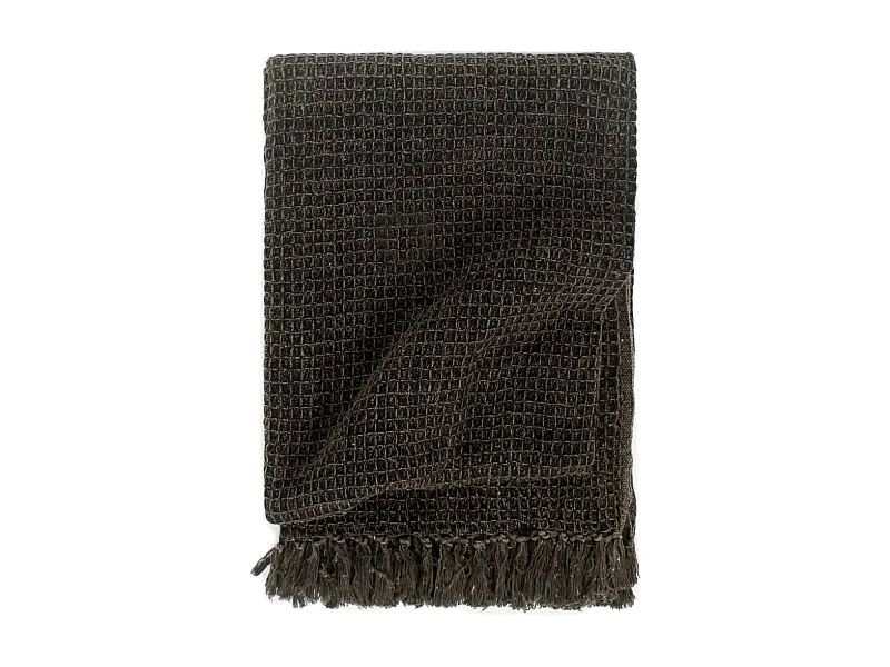 Couverture | Plaid en coton 160 x 210 cm Anthracite/Marron
