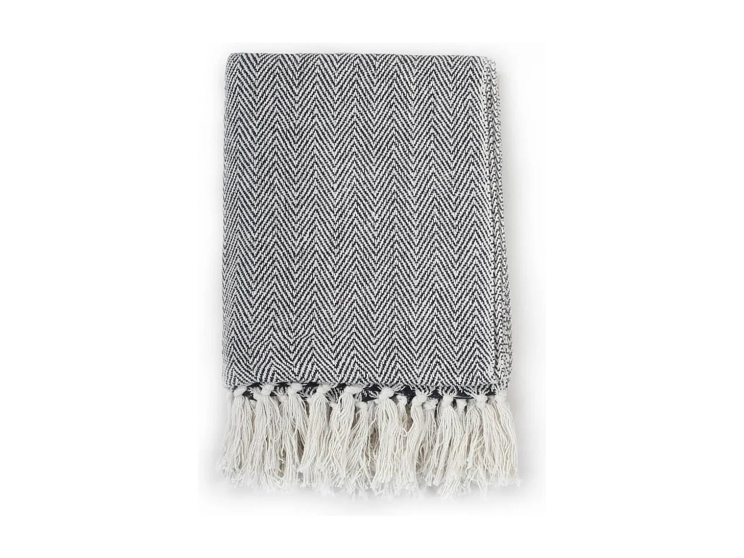 Couverture | Plaid coton à chevrons 220x250 cm Bleu marine