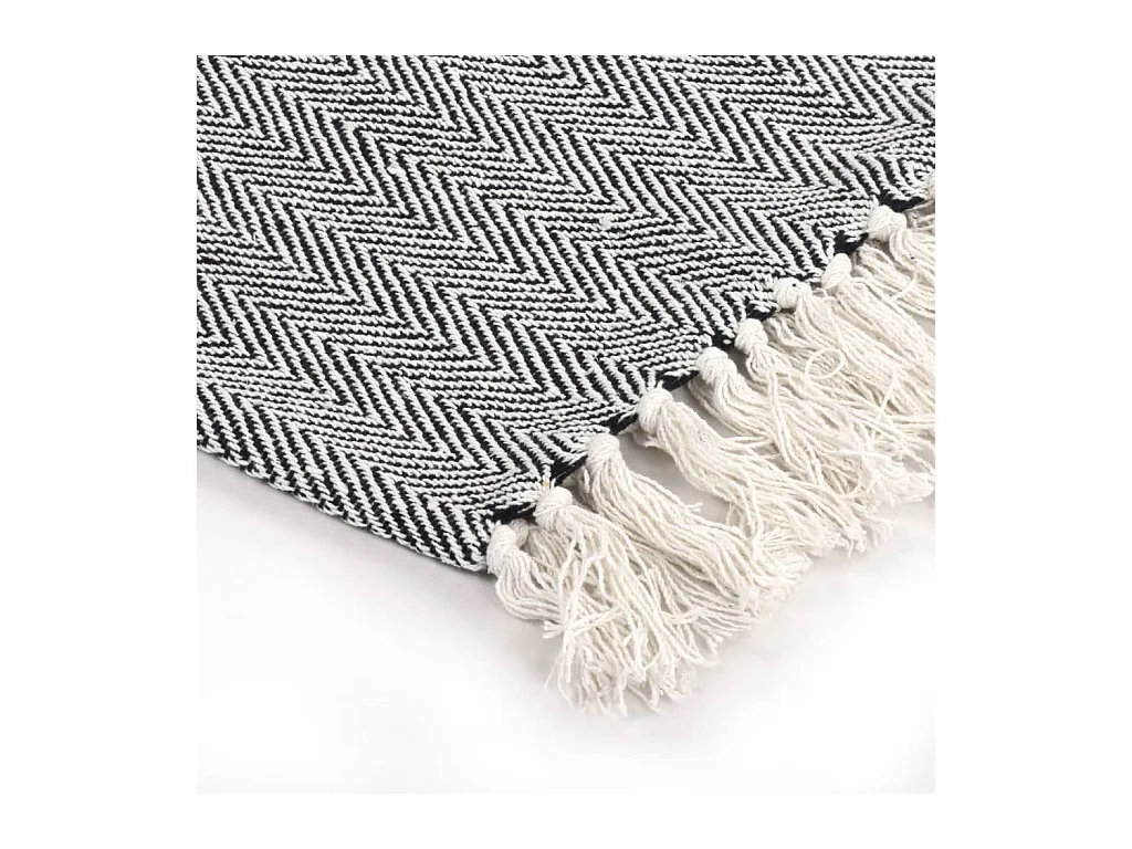 Couverture | Plaid coton à chevrons 125x150 cm Bleu marine