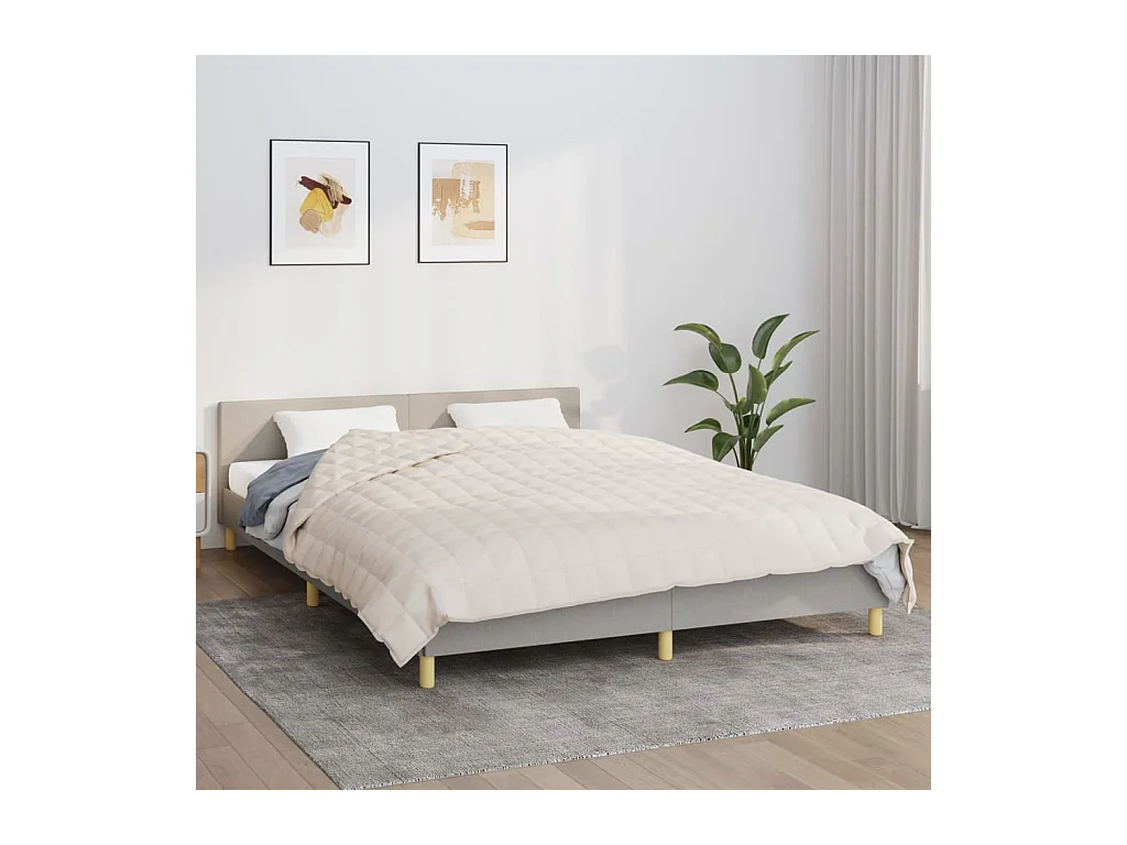 Couverture | Plaid lestée Crème clair 200x200 cm 9 kg Tissu