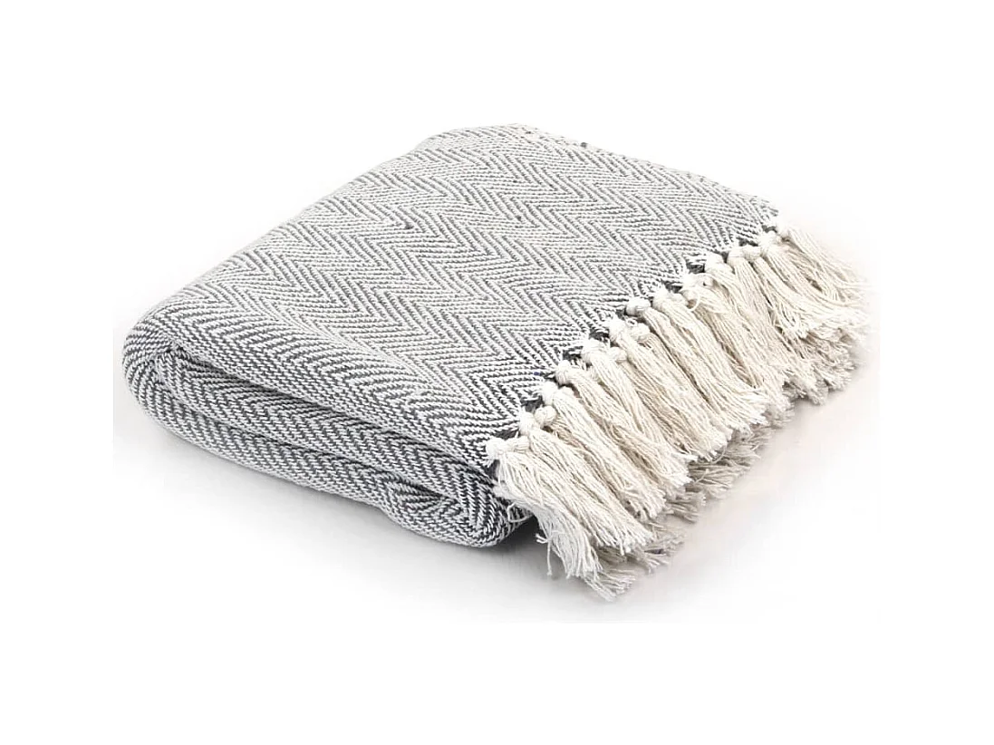 Couverture | Plaid coton à chevrons 220x250 cm Gris