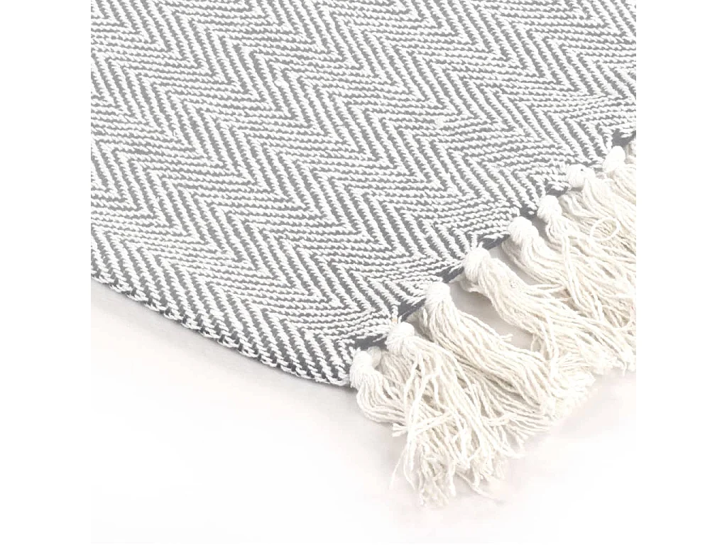 Couverture | Plaid coton à chevrons 220x250 cm Gris