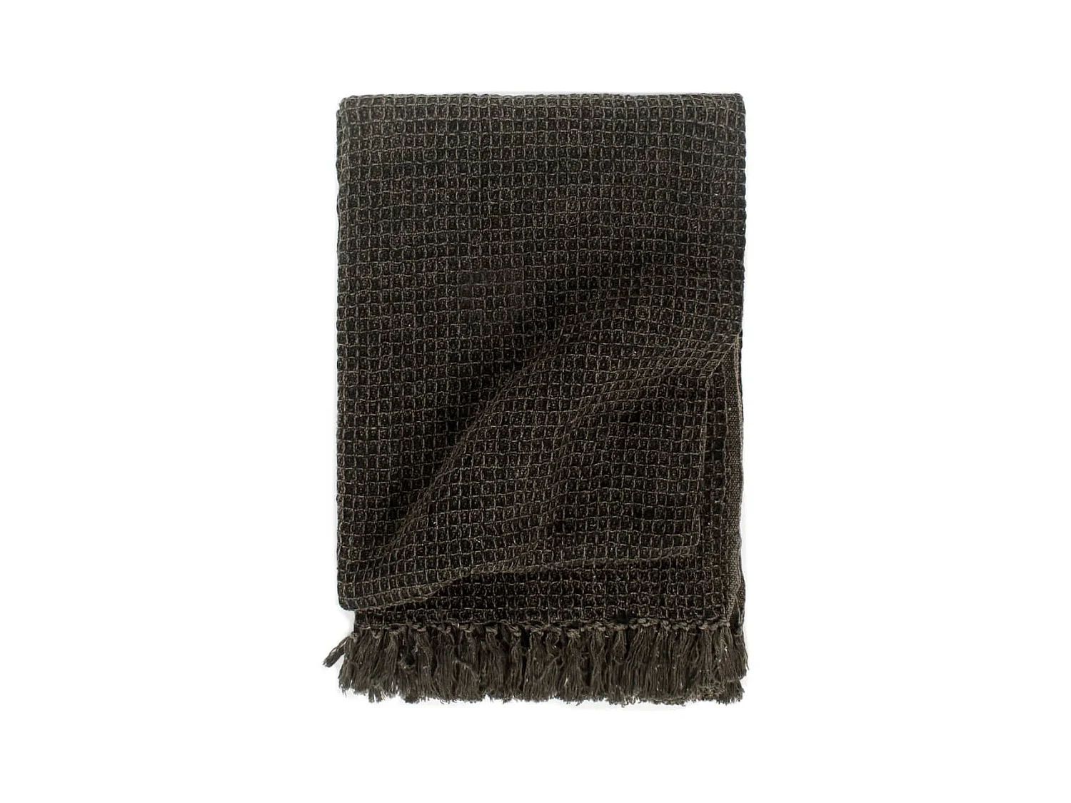 Couverture | Plaid en coton 220 x 250 cm Anthracite/Marron