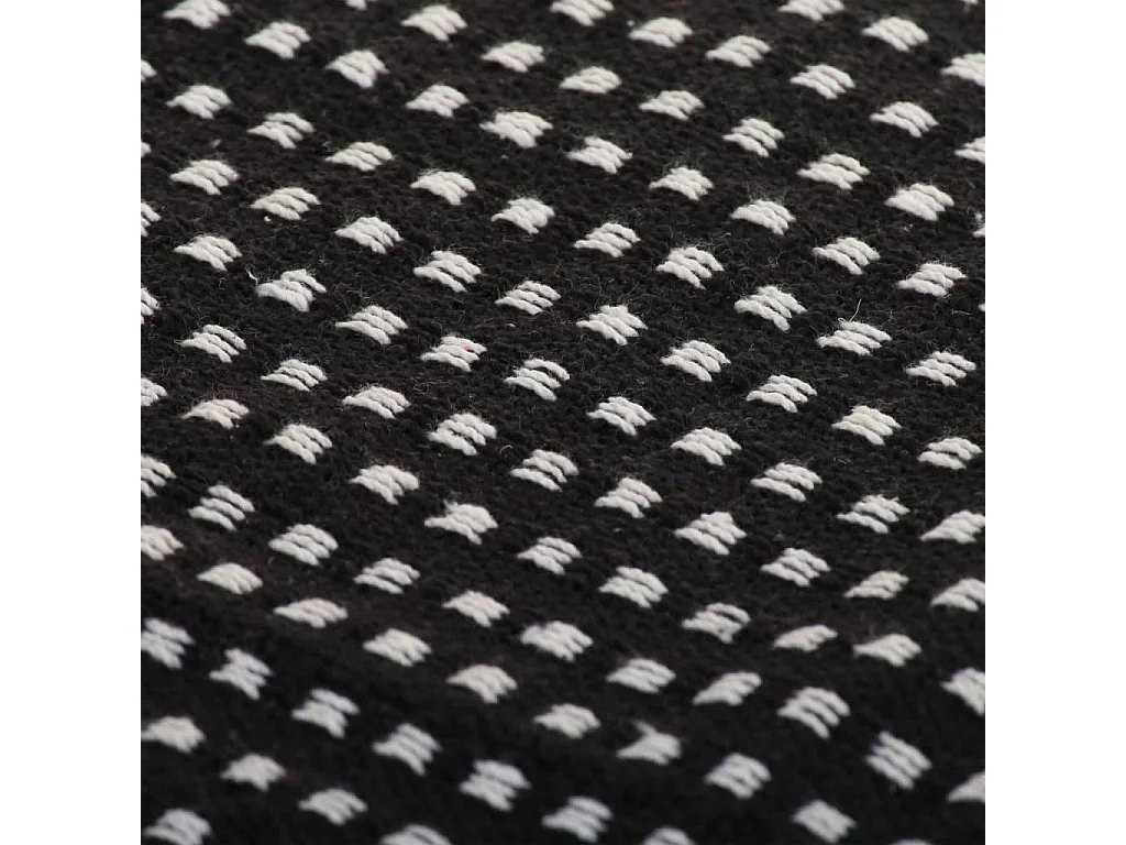 Couverture | Plaid coton à carrés 220x250 cm Noir