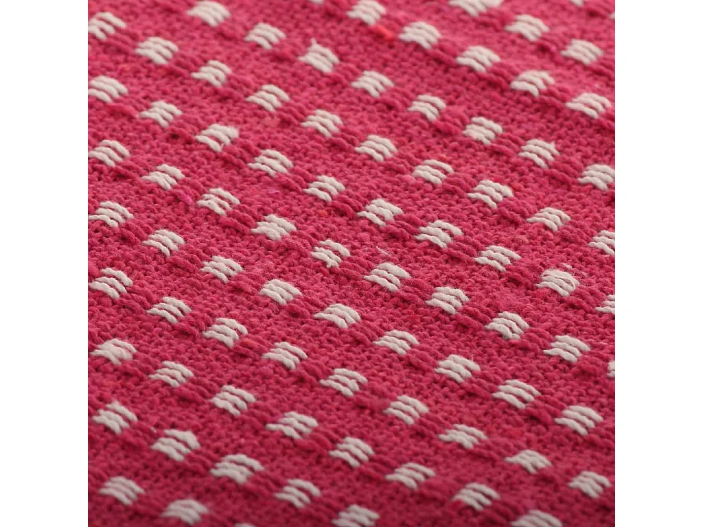 Couverture | Plaid coton à carrés 125x150 cm Rose