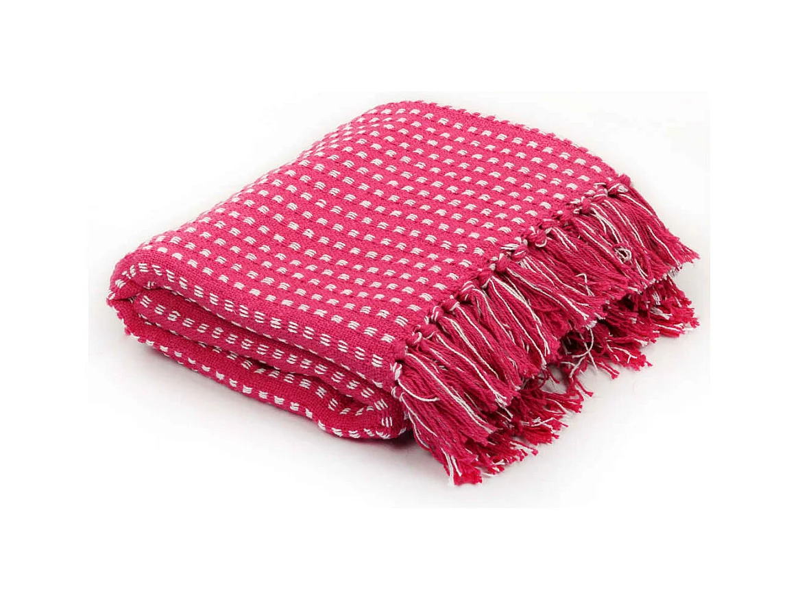 Couverture | Plaid coton à carrés 125x150 cm Rose
