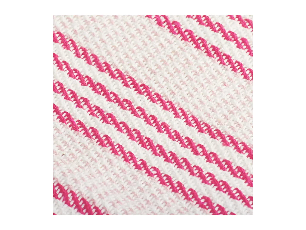 Couverture | Plaid coton à rayures 125x150 cm Rose et Blanc