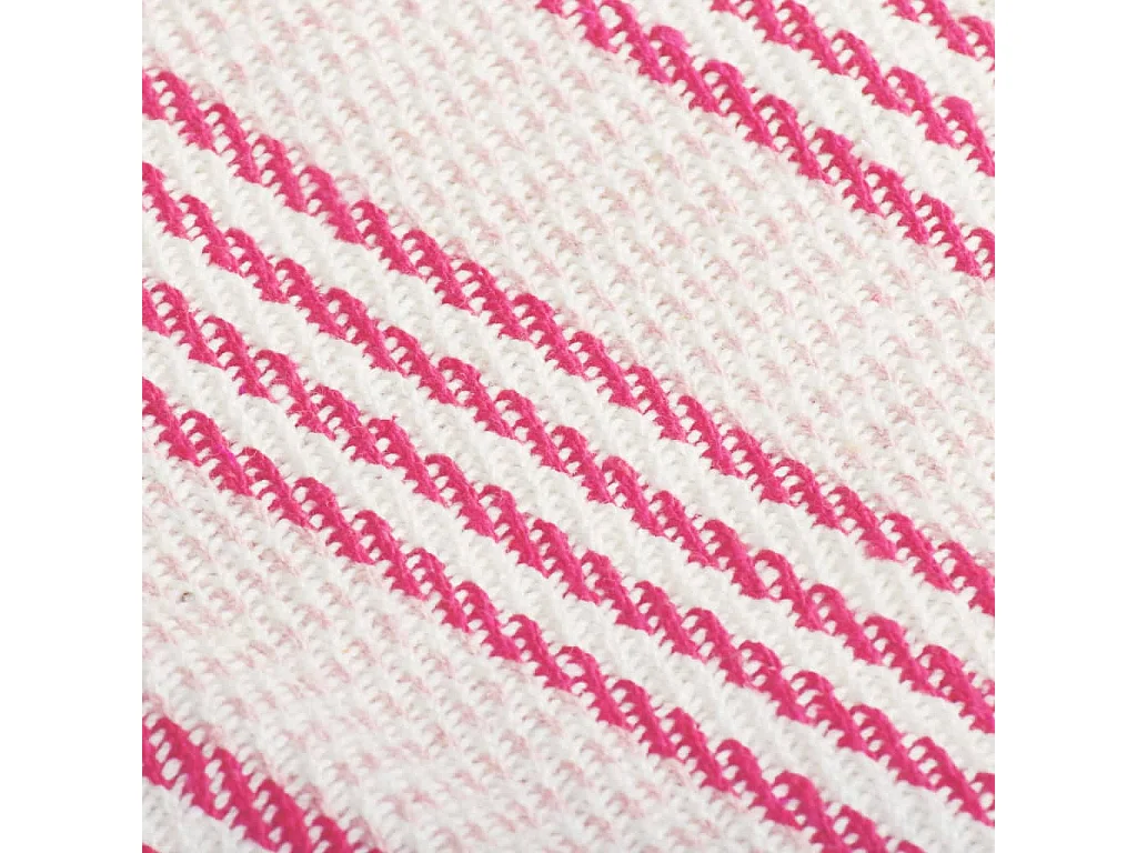 Couverture | Plaid coton à rayures 220x250 cm Rose et Blanc