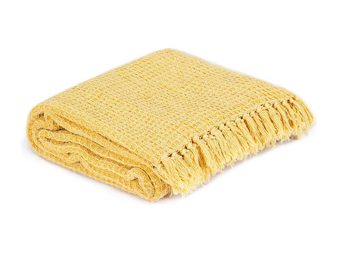 Couverture | Plaid en coton 125 x 150 cm Jaune moutarde