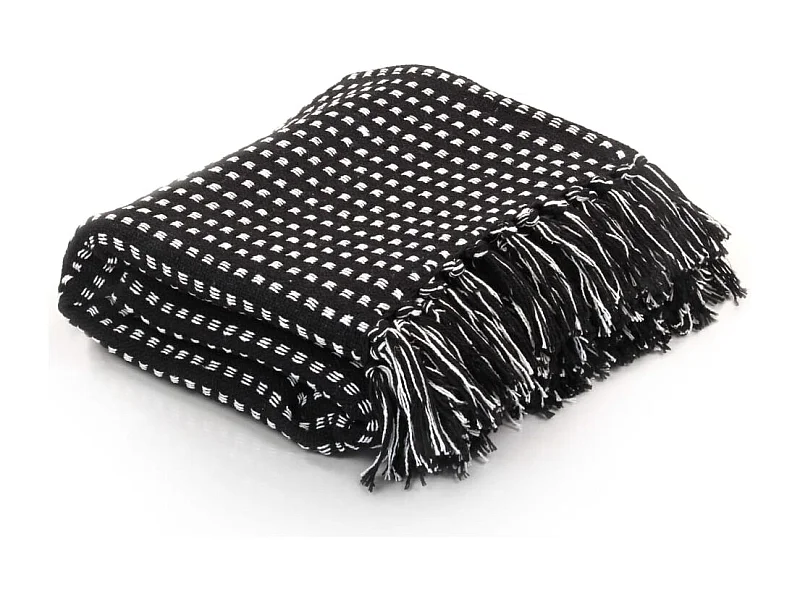 Couverture | Plaid coton à carrés 125x150 cm Noir