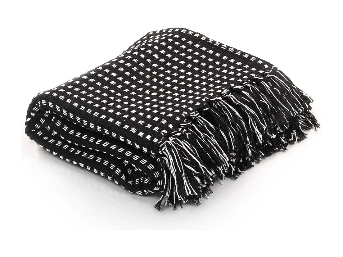 Couverture | Plaid coton à carrés 125x150 cm Noir