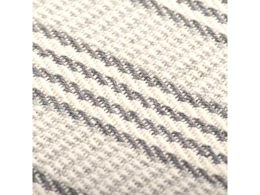 Couverture | Plaid coton à rayures 220x250 cm Gris et Blanc