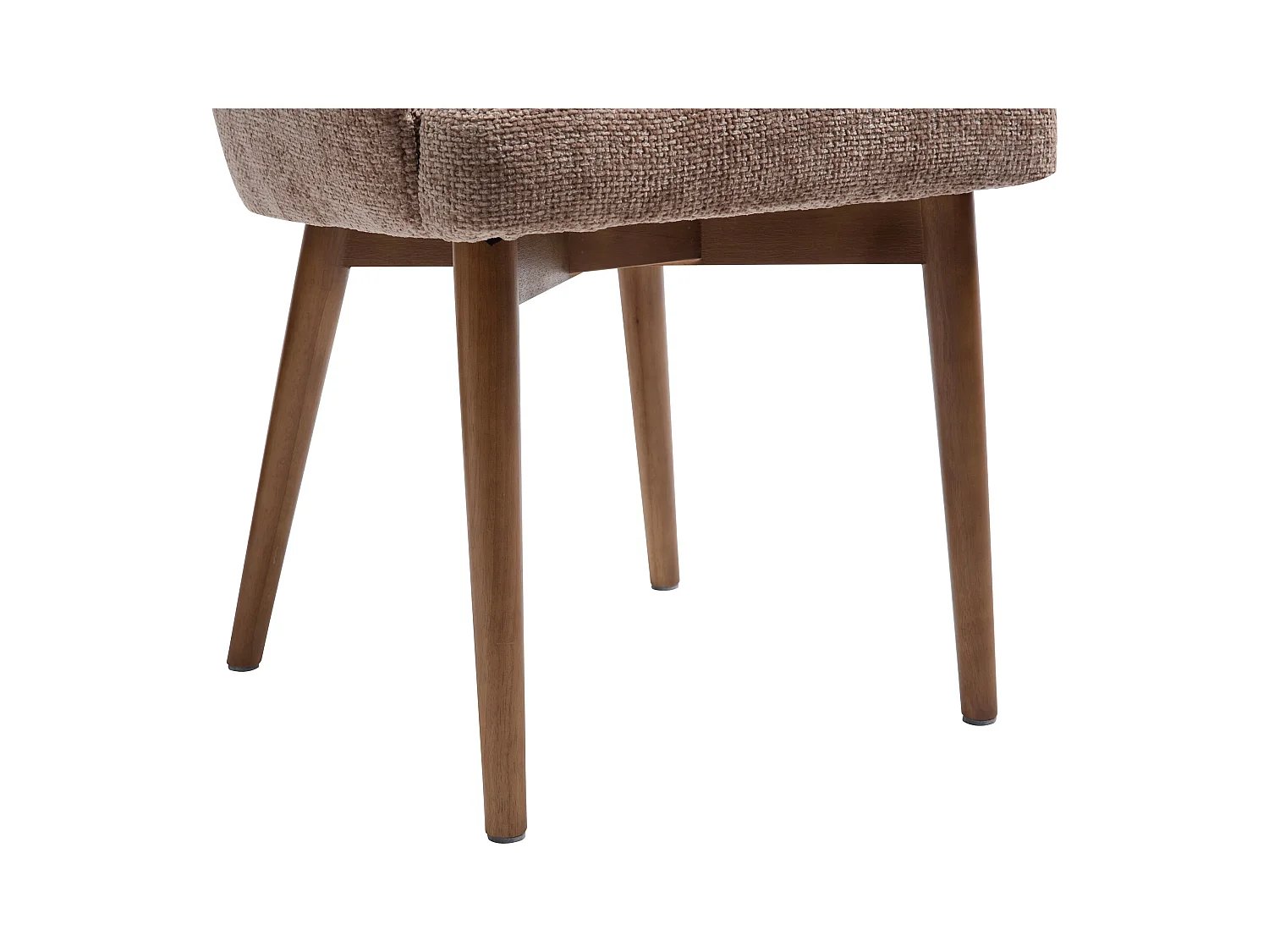 Sett med 6 stoler med armlener i teksturert stoff og gummitreverk - Taupe - MODINIA