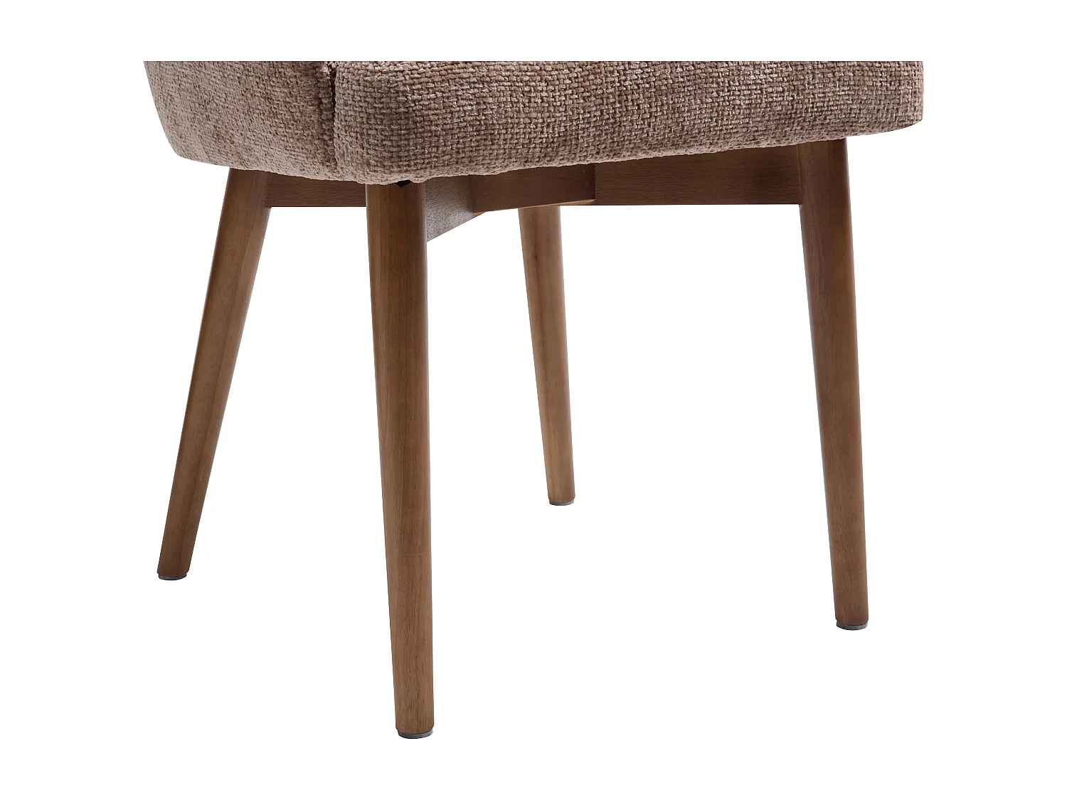 Sett med 6 stoler med armlener i teksturert stoff og gummitreverk - Taupe - MODINIA