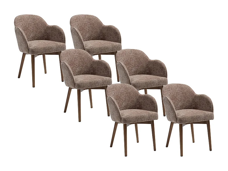 Sedia con braccioli in Tessuto testurizzato e Legno di hevea Talpa  - Lotto di 6 - MODINIA