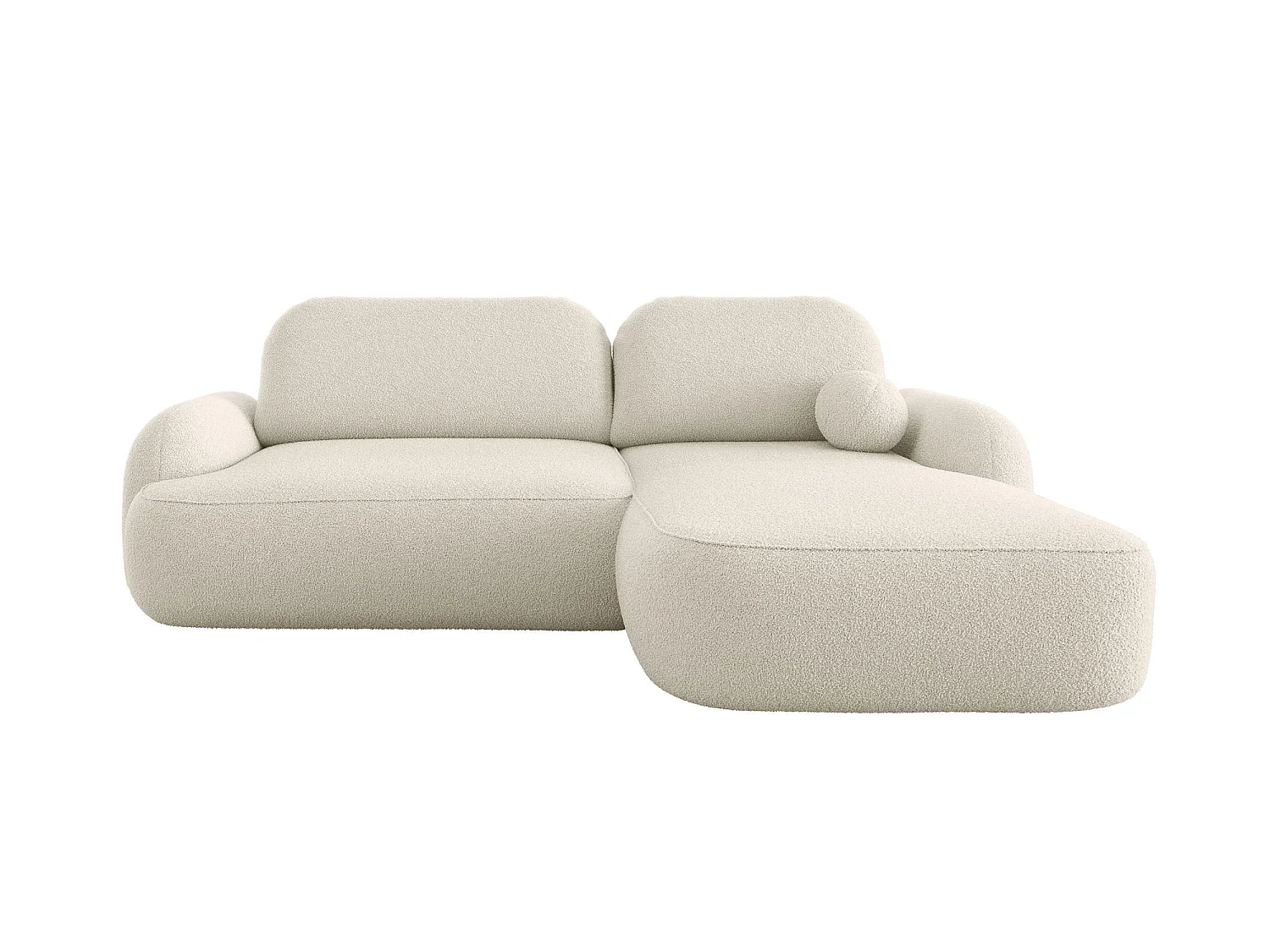 Canapé d'angle convertible 3 places avec coffre en tissu beige