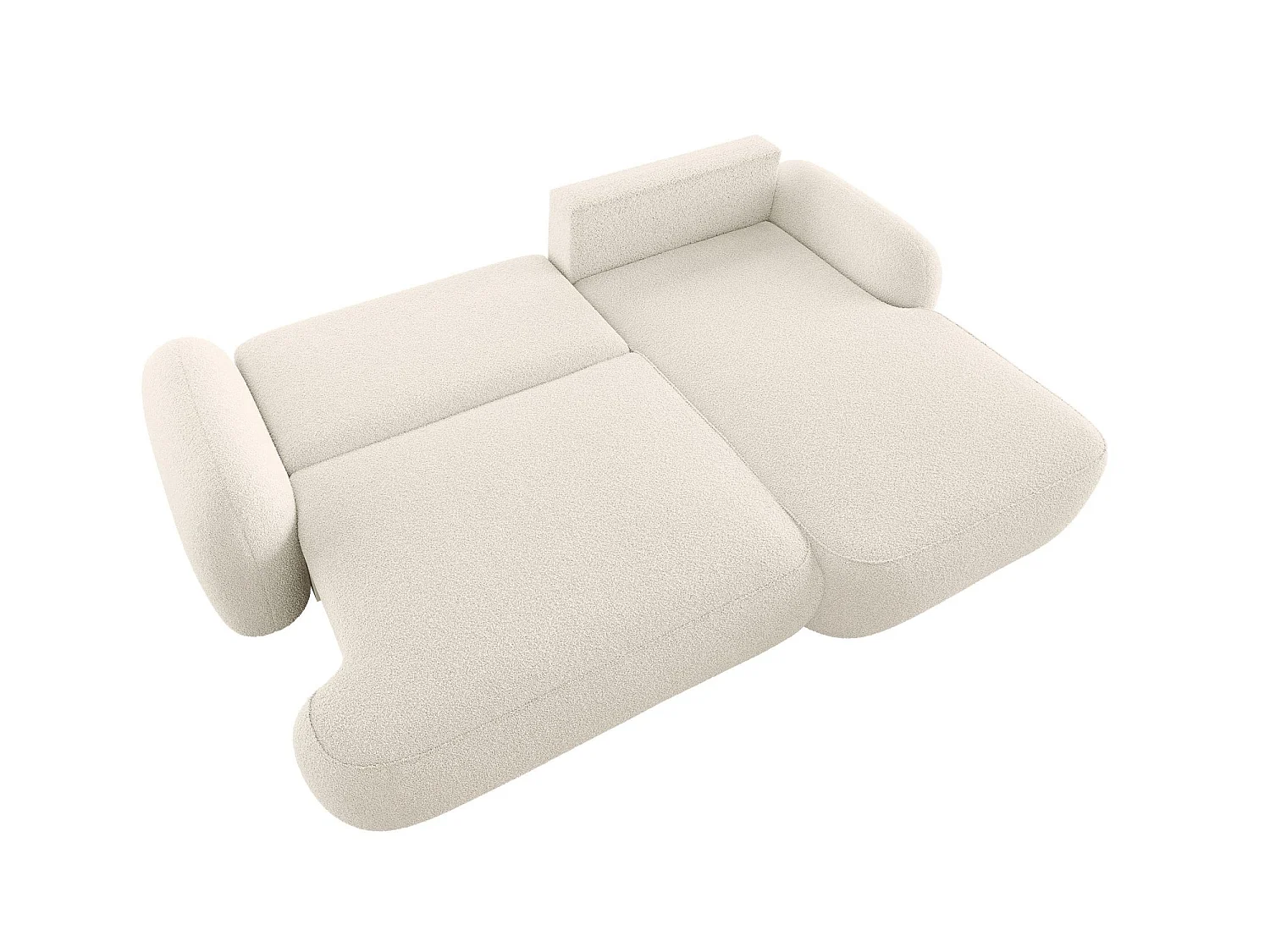Canapé d'angle convertible 3 places avec coffre en tissu beige