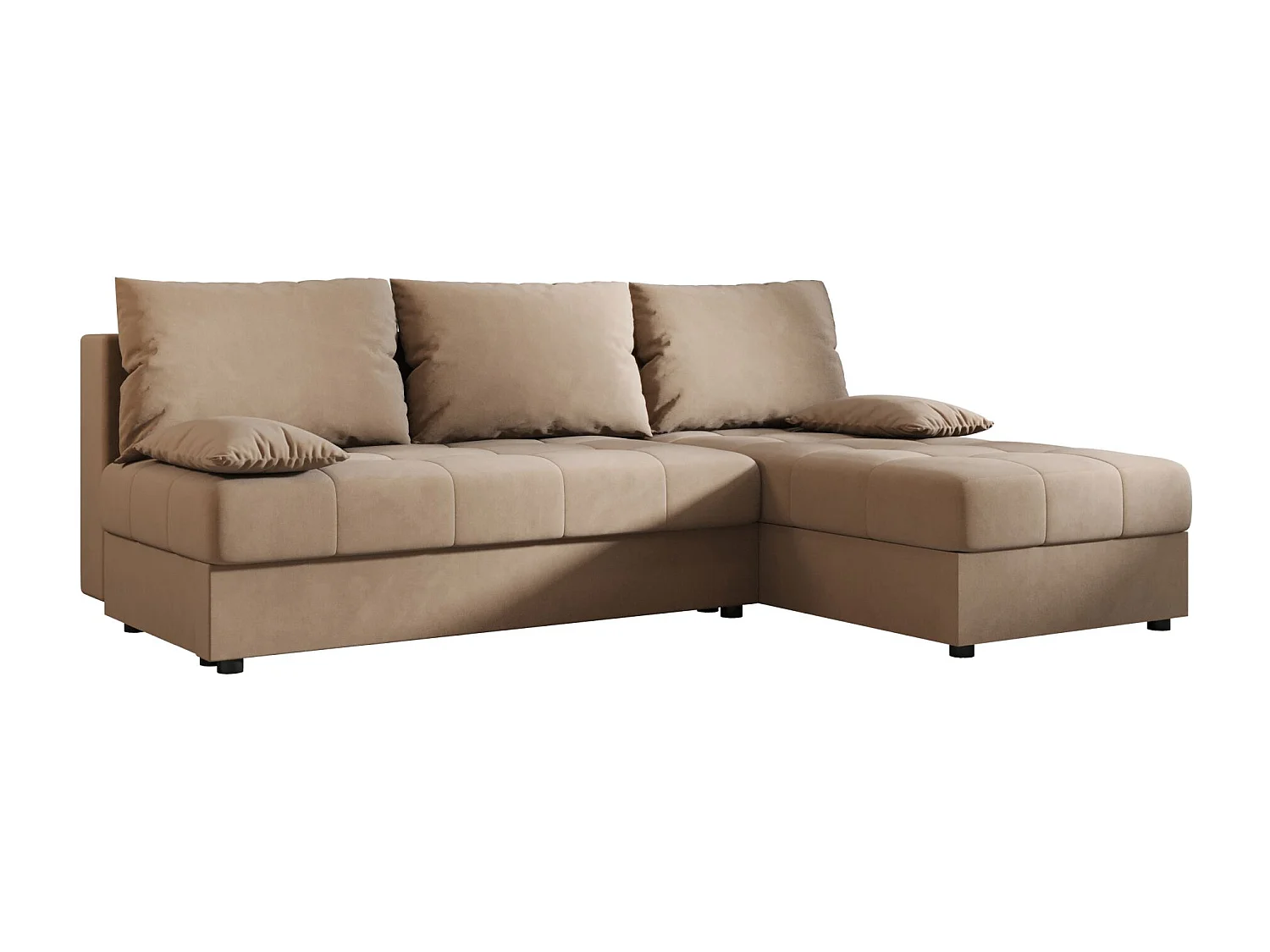 BEDANTE Ecksofa MOS L Itaka 48 Braun Rechts mit Schlaffunktion L-Form Sofa mit Stauraum Bettkasten Wohnzimmersofa Couch Sofa Bettsofa Bettkasten Bettcouch