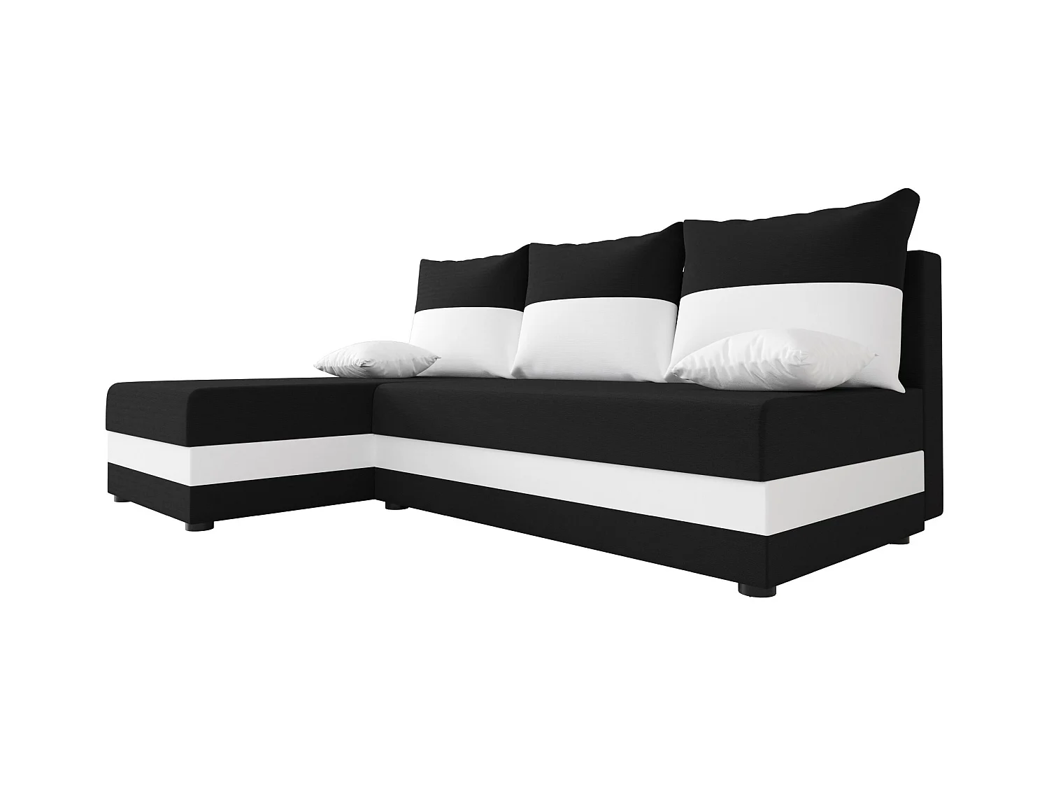 BEDANTE ECKSOFA HEWLET L Rainbow 15+31 Links Schwarz/Weiß mit Schlaffunktion L-Form Sofa mit Stauraum Bettkasten