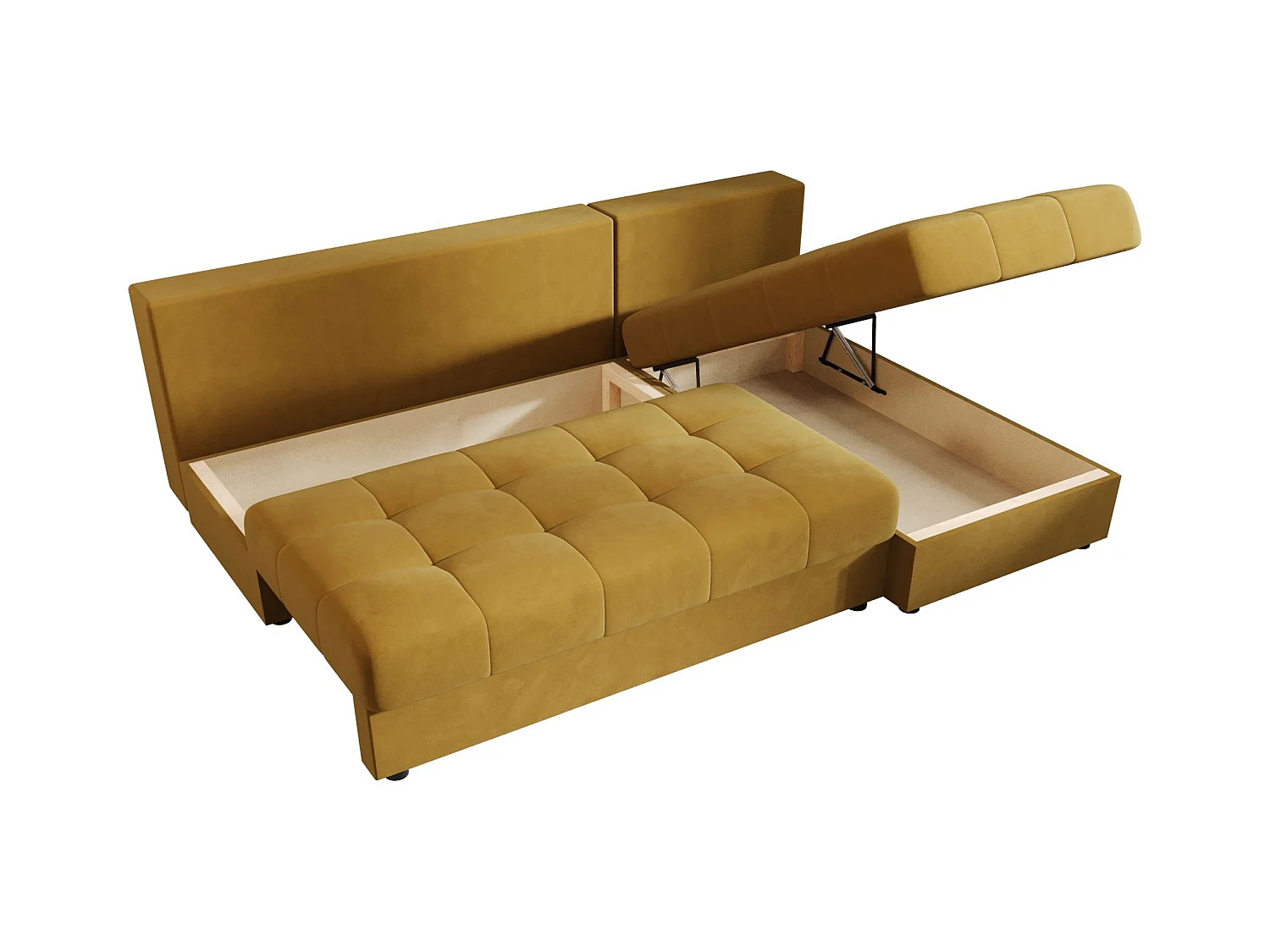 BEDANTE canapé d’angle MOS L Itaka 33 droite orange avec fonction de couchage canapé en forme de L avec coffre de rangement