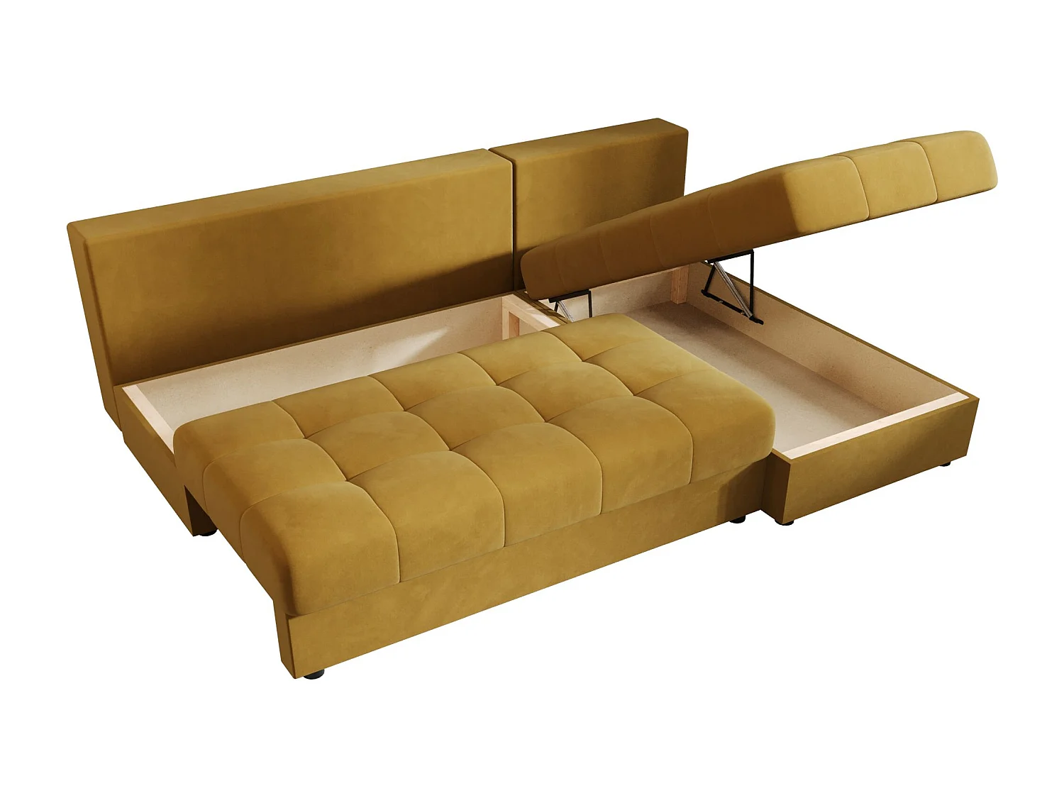 BEDANTE canapé d’angle MOS L Itaka 33 droite orange avec fonction de couchage canapé en forme de L avec coffre de rangement