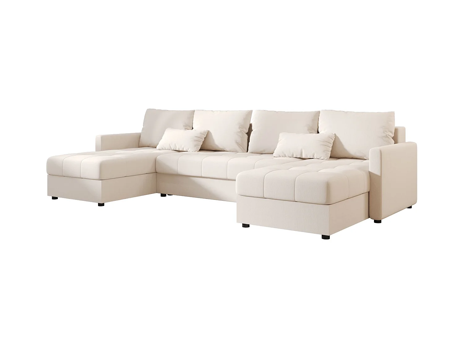 BEDANTE canapé d'angle MOS U BIS Cosmic 10 beige avec fonction de couchage canapé en U avec coffre de rangement
