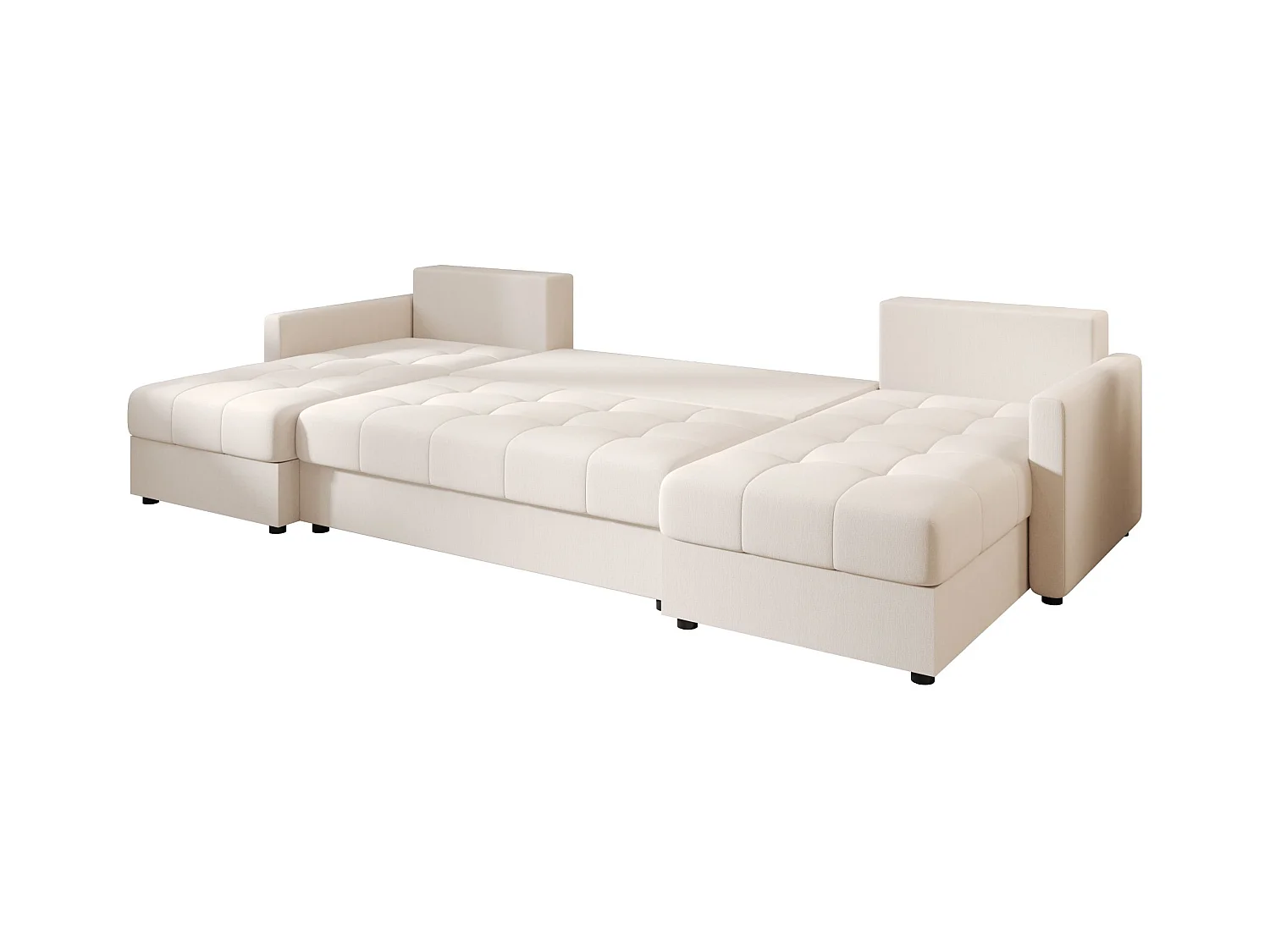 BEDANTE canapé d'angle MOS U BIS Cosmic 10 beige avec fonction de couchage canapé en U avec coffre de rangement