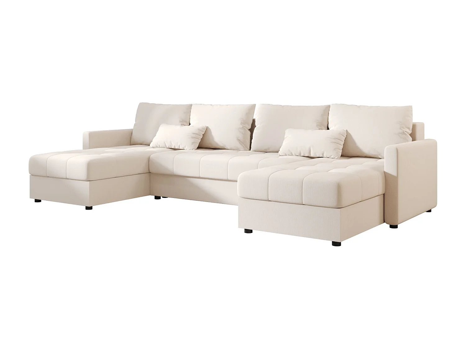 BEDANTE hoekbank MOS U BIS Cosmic 10 beige met slaapfunctie U-vormige bank met opbergruimte woonkamerbank slaapbank met opbergruimte