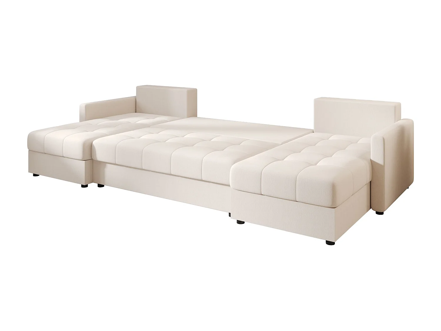 BEDANTE hoekbank MOS U BIS Cosmic 10 beige met slaapfunctie U-vormige bank met opbergruimte woonkamerbank slaapbank met opbergruimte