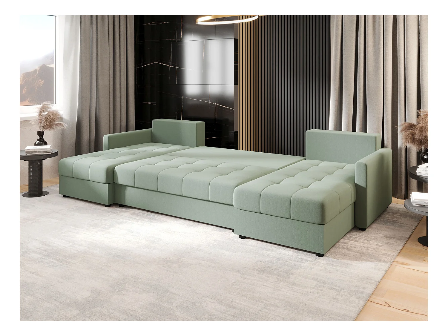 BEDANTE canapé d'angle MOS U BIS Cosmic 16 avec fonction de couchage canapé en U avec coffre de rangement canapé de salon canapé convertible coffre de rangement