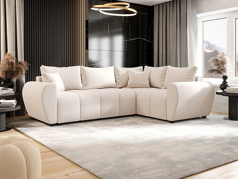 BEDANTE canapé d’angle MOLISA L PLUS Itaka 16 droit beige avec fonction de couchage canapé en forme de L