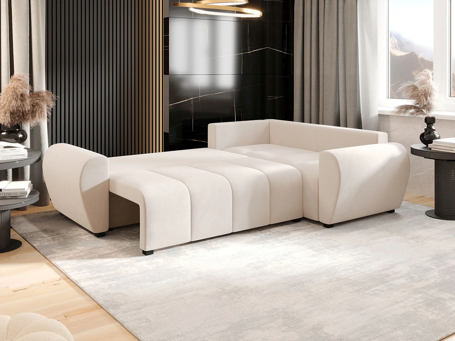 BEDANTE canapé d’angle MOLISA L PLUS Itaka 16 droit beige avec fonction de couchage canapé en forme de L