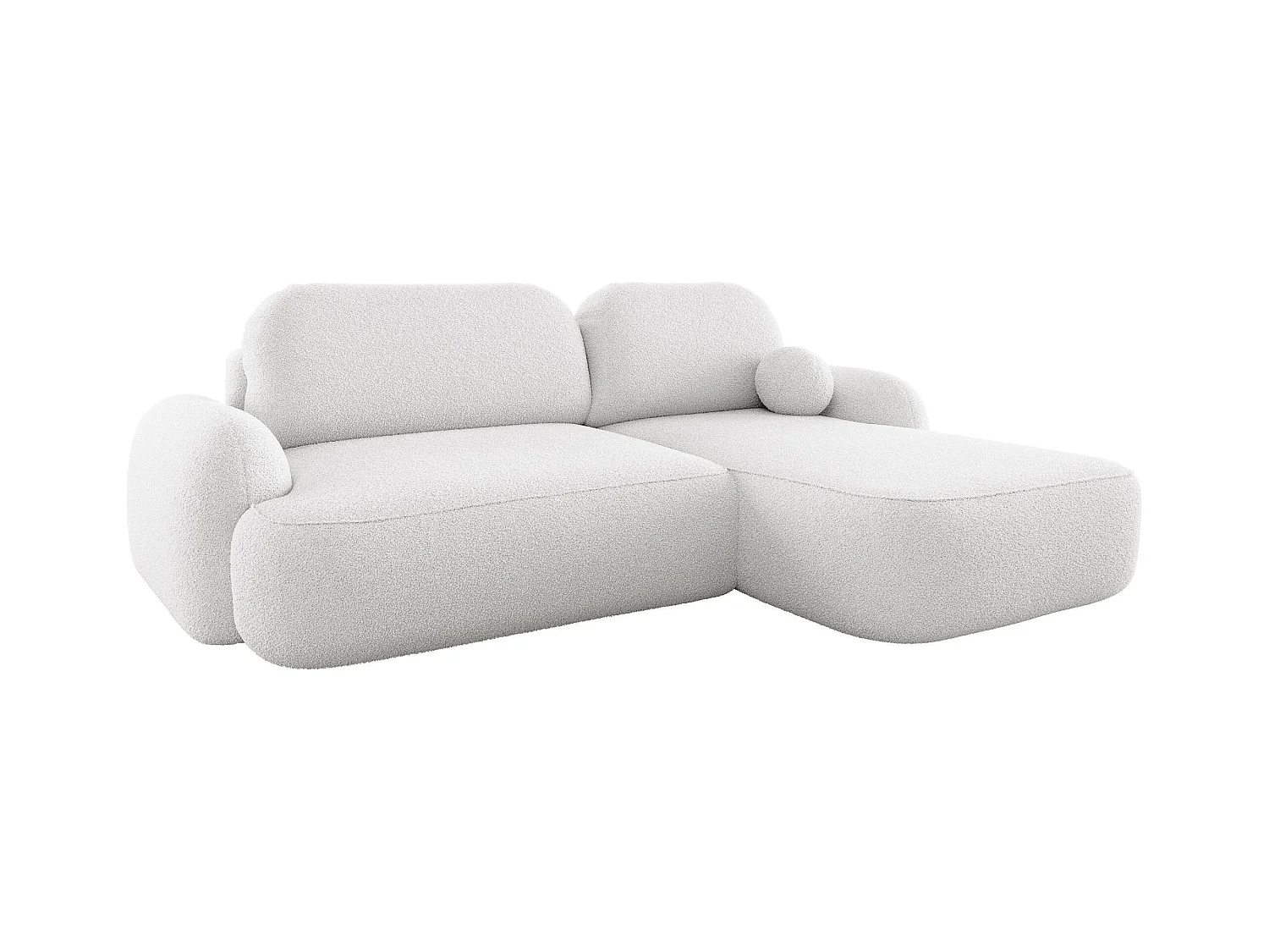 BEDANTE Canapé d’angle MOLLY L Droit TERRA FROTTE 00 blanc avec fonction lit en L avec coffre de rangement