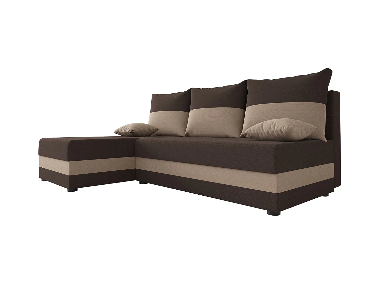 BEDANTE canapé d'angle HEWLET L Rainbow 41+05 gauche marron/beige avec fonction de couchage canapé en forme de L