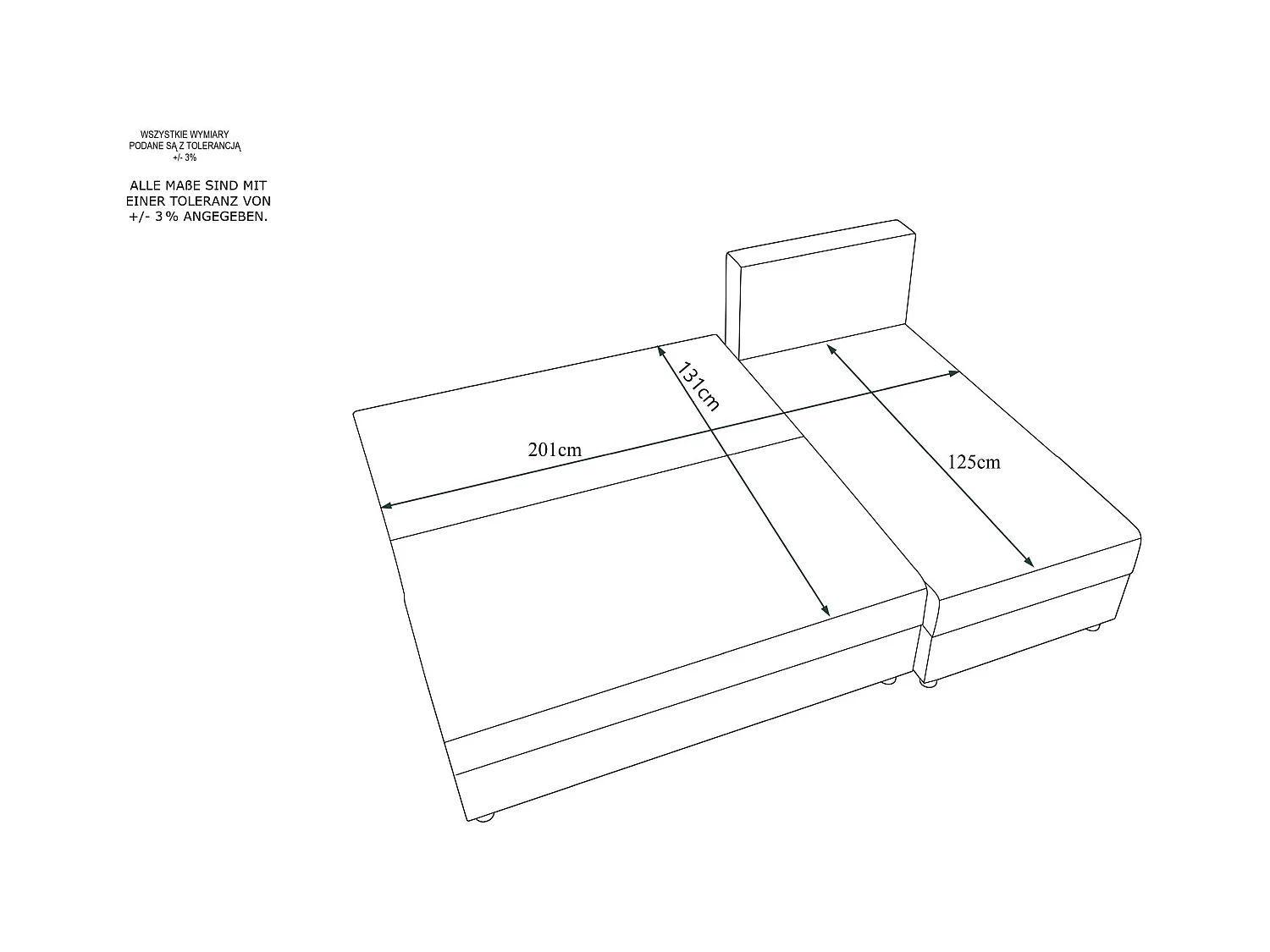 BEDANTE canapé d'angle HEWLET L Rainbow 41+05 gauche marron/beige avec fonction de couchage canapé en forme de L