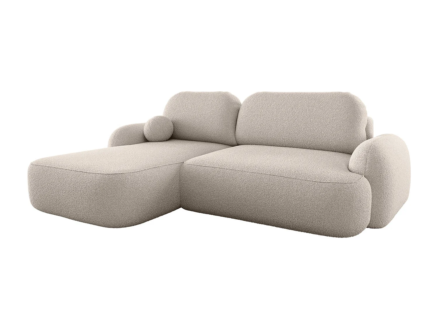 BEDANTE Canapé d’angle MOLLY L Gauche TERRA FROTTE 03 beige avec fonction lit en L avec coffre de rangement