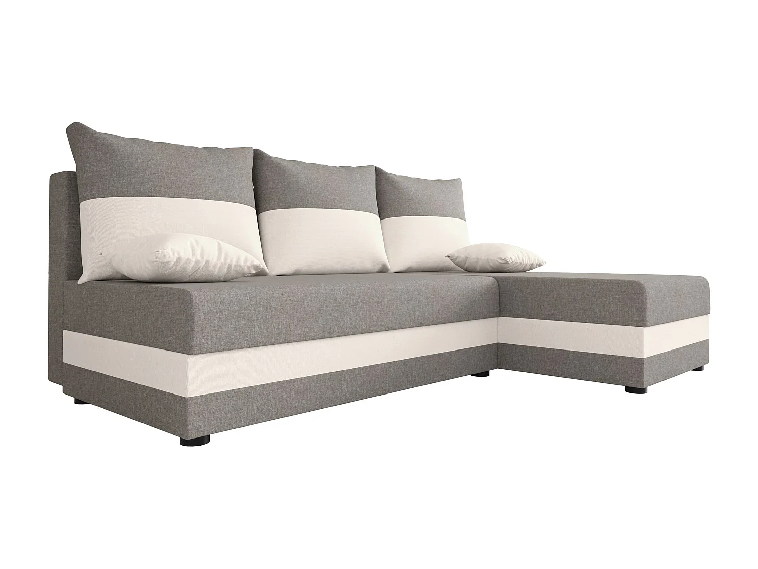 BEDANTE canapé d'angle HEWLET L Sawana 21+01 droite beige/gris avec fonction de couchage canapé en forme de L