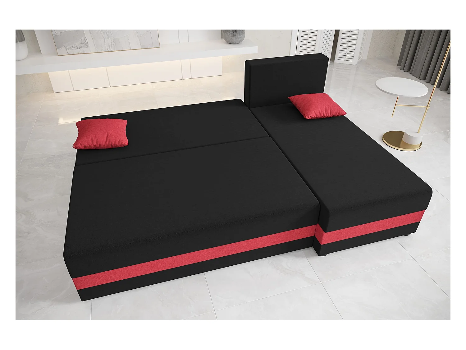 BEDNATE canapé d'angle HEWLET L Itaka 10 droite vert foncé avec fonction de couchage canapé en forme de L