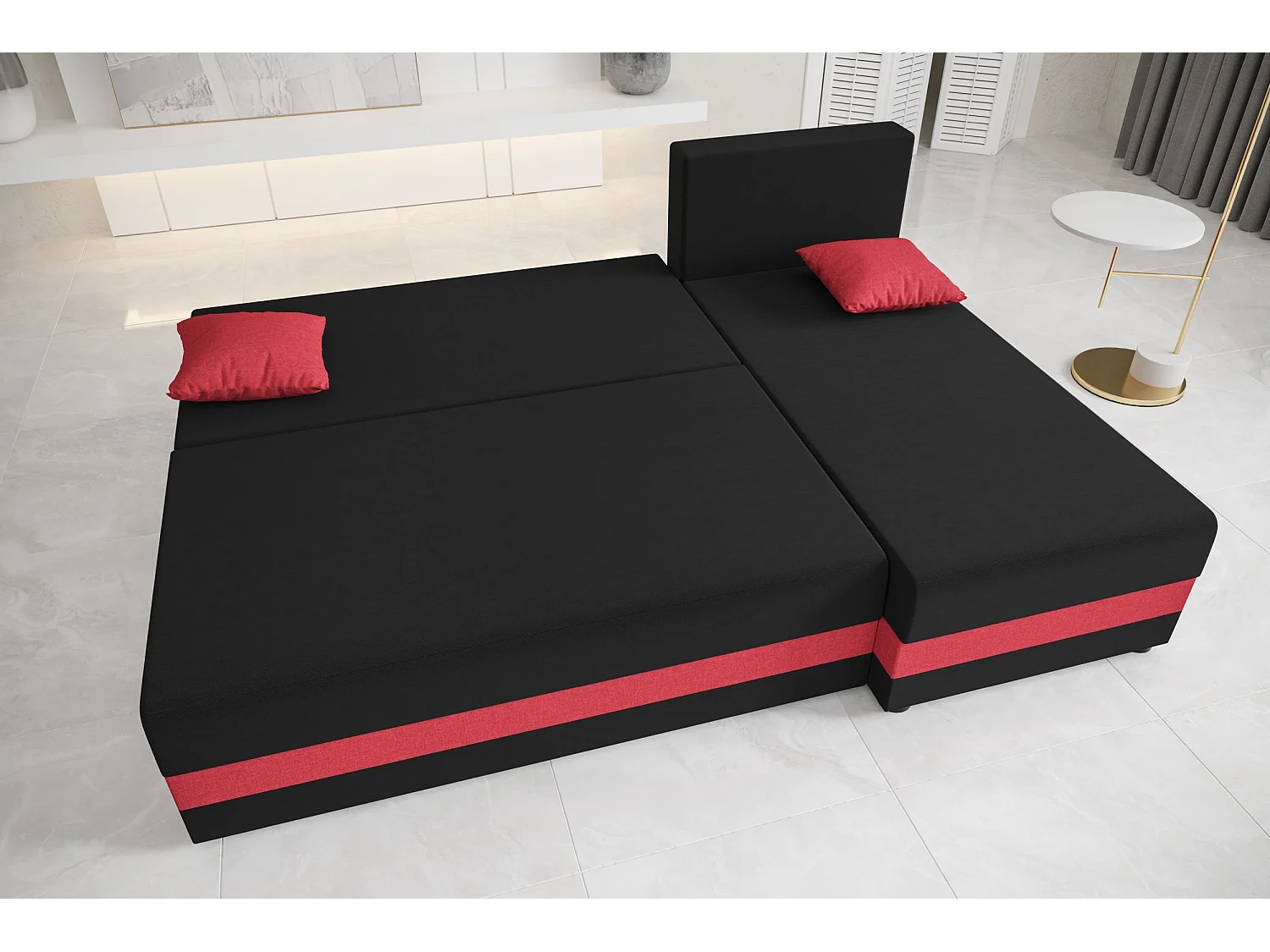 Canapé d'angle convertible coulissant 3 places en tissu Vert foncé BEDNATE