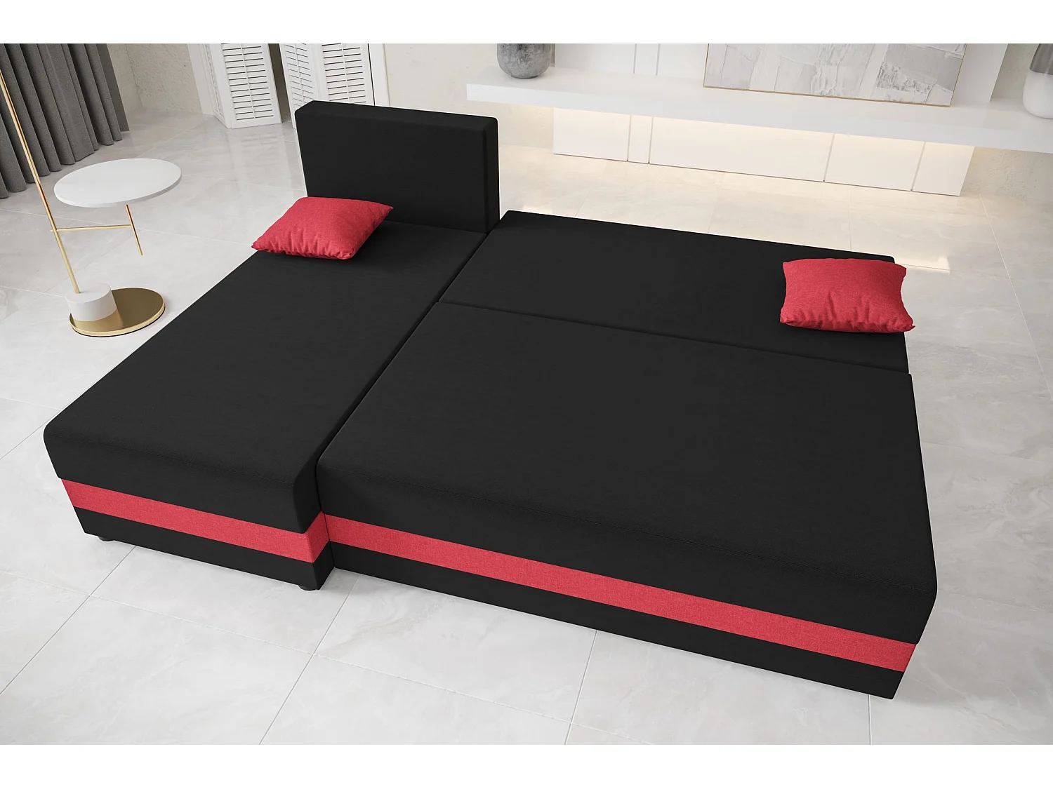 BEDANTE ECKSOFA HEWLET L Sawana 14+05 Links Schwarz/Grau mit Schlaffunktion L-Form Sofa mit Stauraum Bettkasten