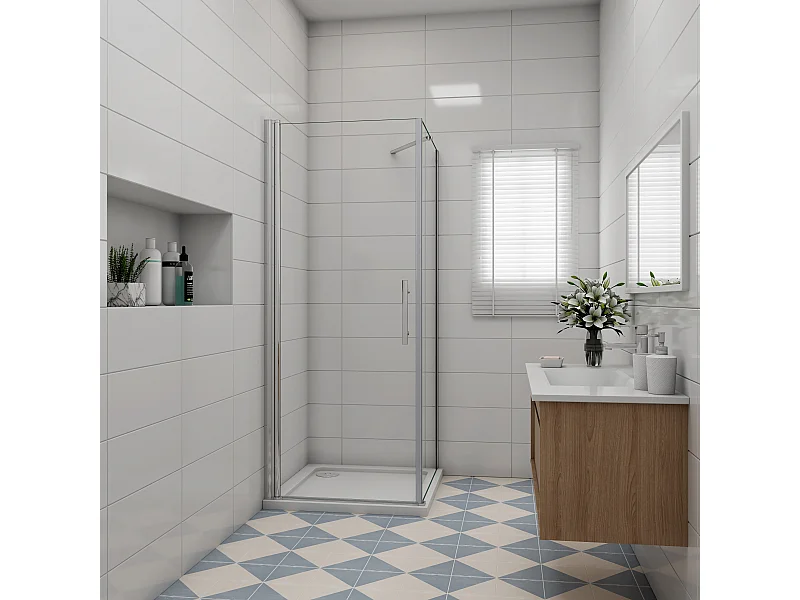 70x70x197cm Schwenktür Pendeltür mit Seitenwand Duschtür Duschkabine