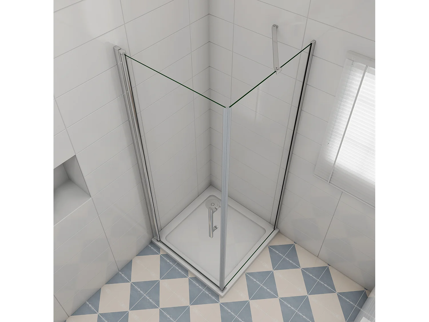 70x70x197cm Schwenktür Pendeltür mit Seitenwand Duschtür Duschkabine
