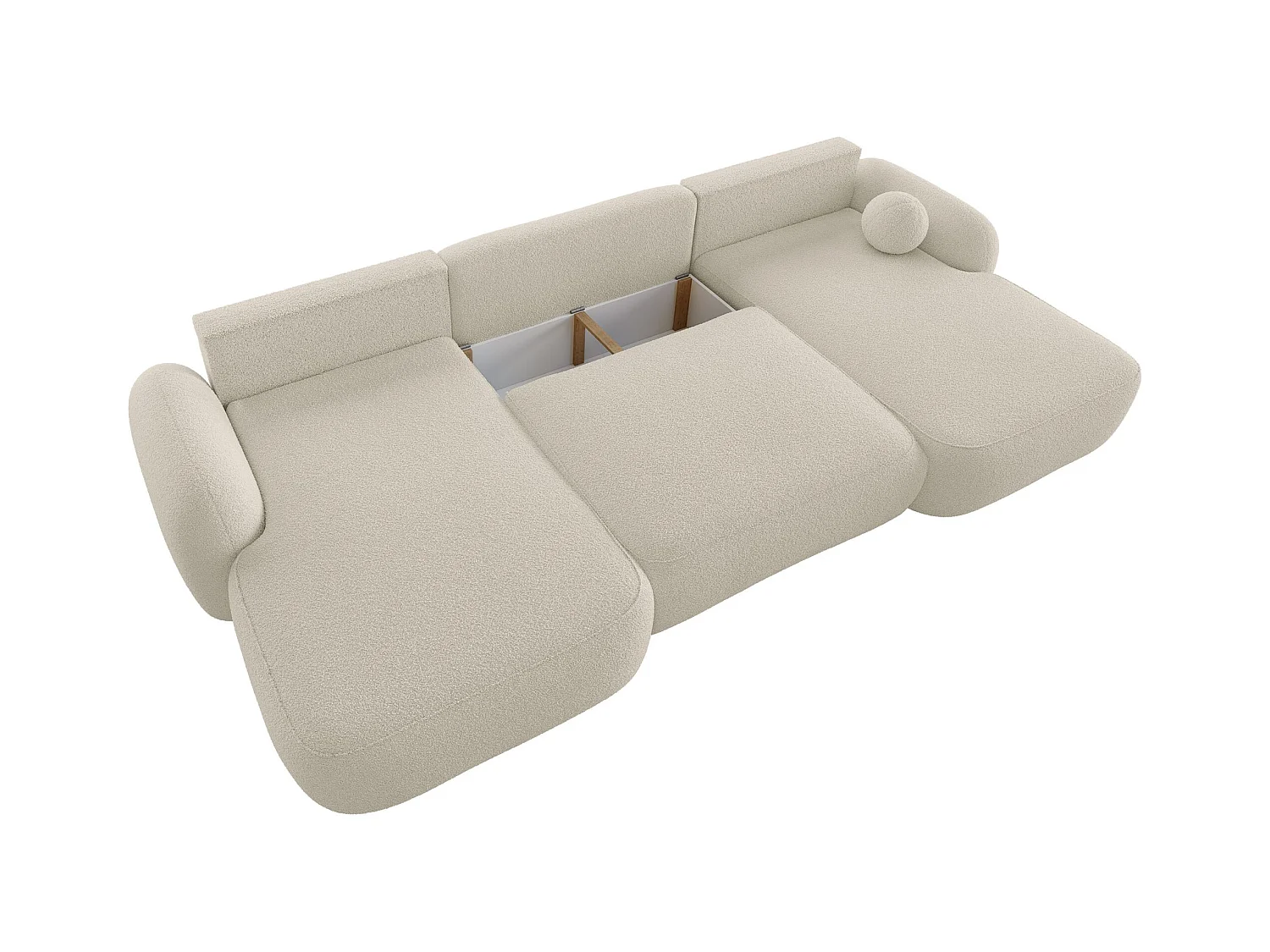 BEDANTE Canapé d’angle en U MOLLY U TERRA FROTTE 01 beige avec fonction lit avec coffre de rangement