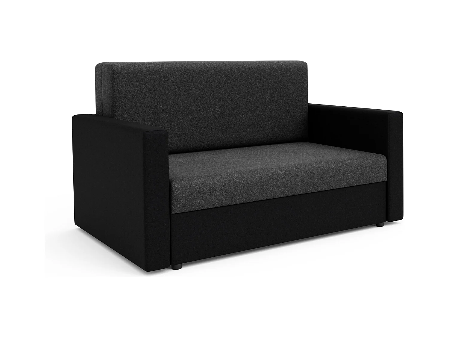 BEDANTE SOFA HEVEN 120 mit Schlaffunktion SAWANA 05+14 Dunkelgrau/Schwarz mit Stauraum Bettkasten Wohnzimmersofa Couch Sofa Bettsofa Bettkasten Bettcouch