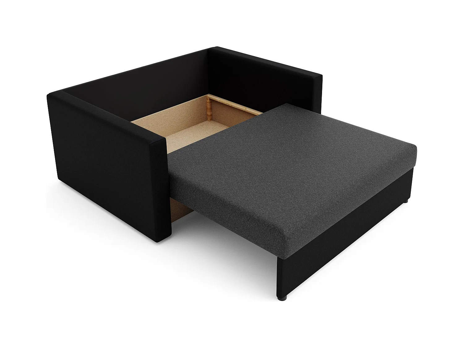 BEDANTE SOFA HEVEN 120 mit Schlaffunktion SAWANA 05+14 Dunkelgrau/Schwarz mit Stauraum Bettkasten Wohnzimmersofa Couch Sofa Bettsofa Bettkasten Bettcouch