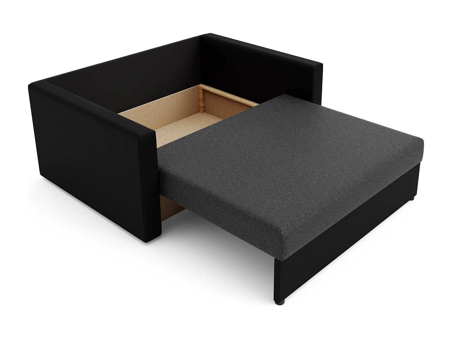 BEDANTE sofa HEVEN 120 met slaapfunctie SAWANA 05+14 donkergrijs/zwart met opbergruimte bedlade woonkamerbank bank sofa slaapbank bedlade slaapbank