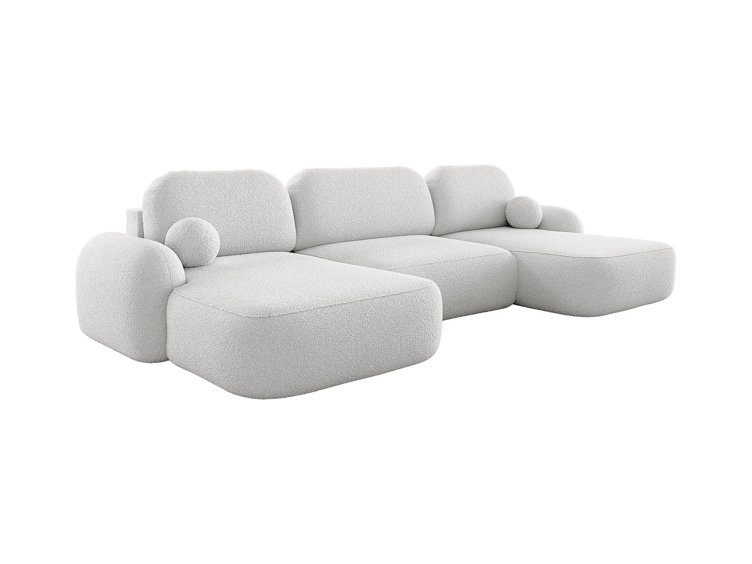 BEDANTE Canapé d’angle en U MOLLY U TERRA FROTTE 00 blanc avec fonction lit avec coffre de rangement