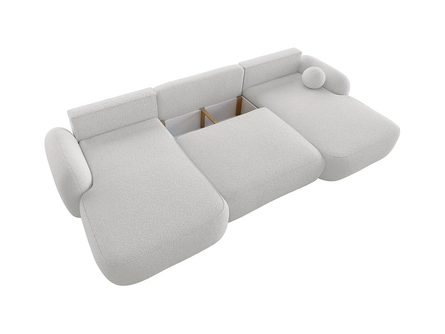 BEDANTE Canapé d’angle en U MOLLY U TERRA FROTTE 00 blanc avec fonction lit avec coffre de rangement