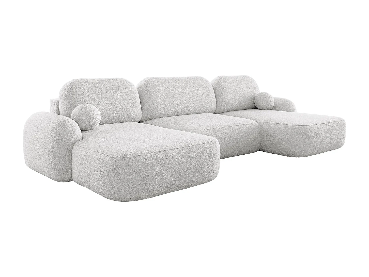 BEDANTE Canapé d’angle en U MOLLY U TERRA FROTTE 00 blanc avec fonction lit avec coffre de rangement