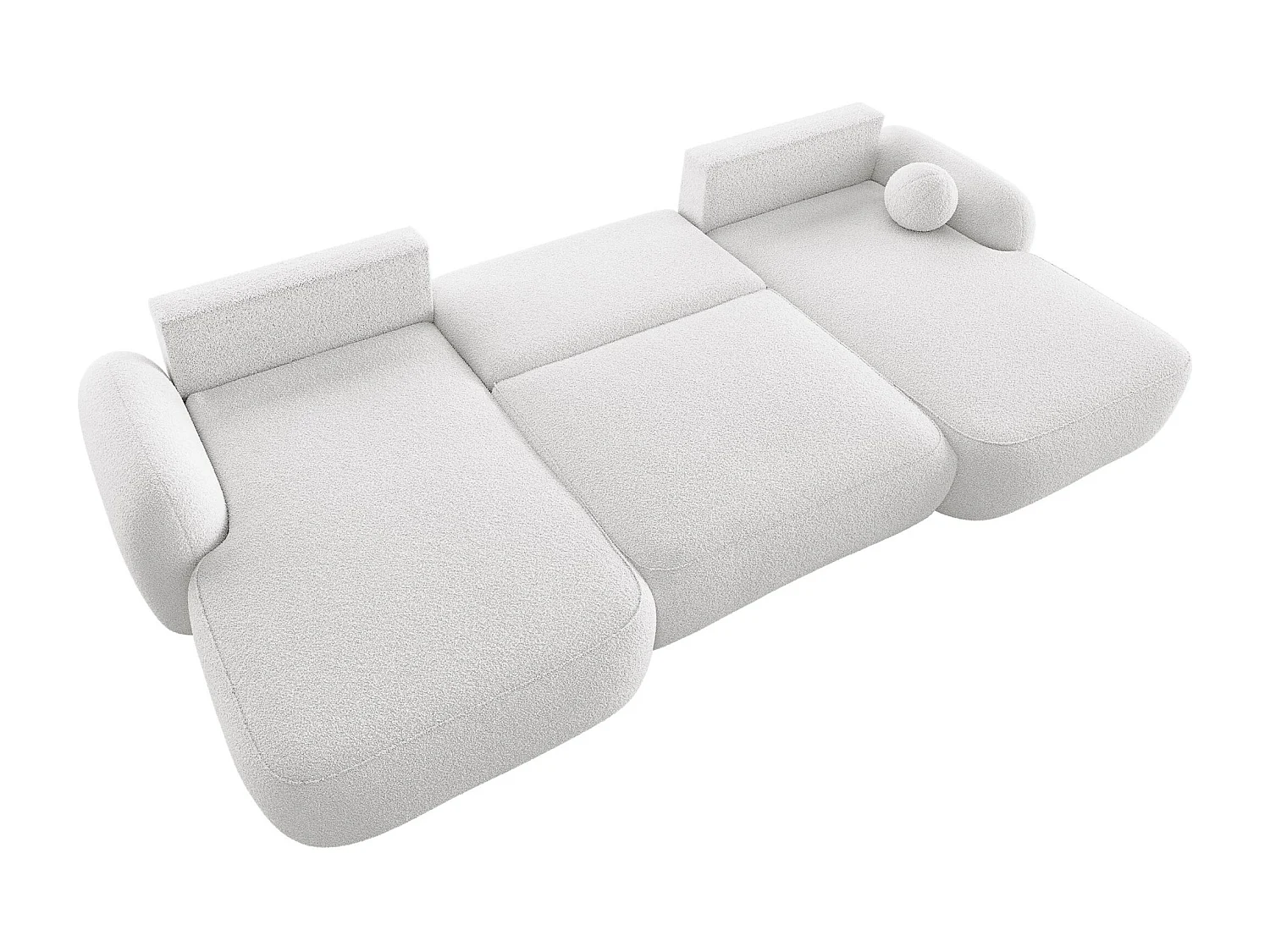 BEDANTE Canapé d’angle en U MOLLY U TERRA FROTTE 00 blanc avec fonction lit avec coffre de rangement